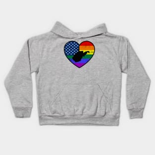 West Virginia United States Gay Pride Flag Heart Kids Hoodie